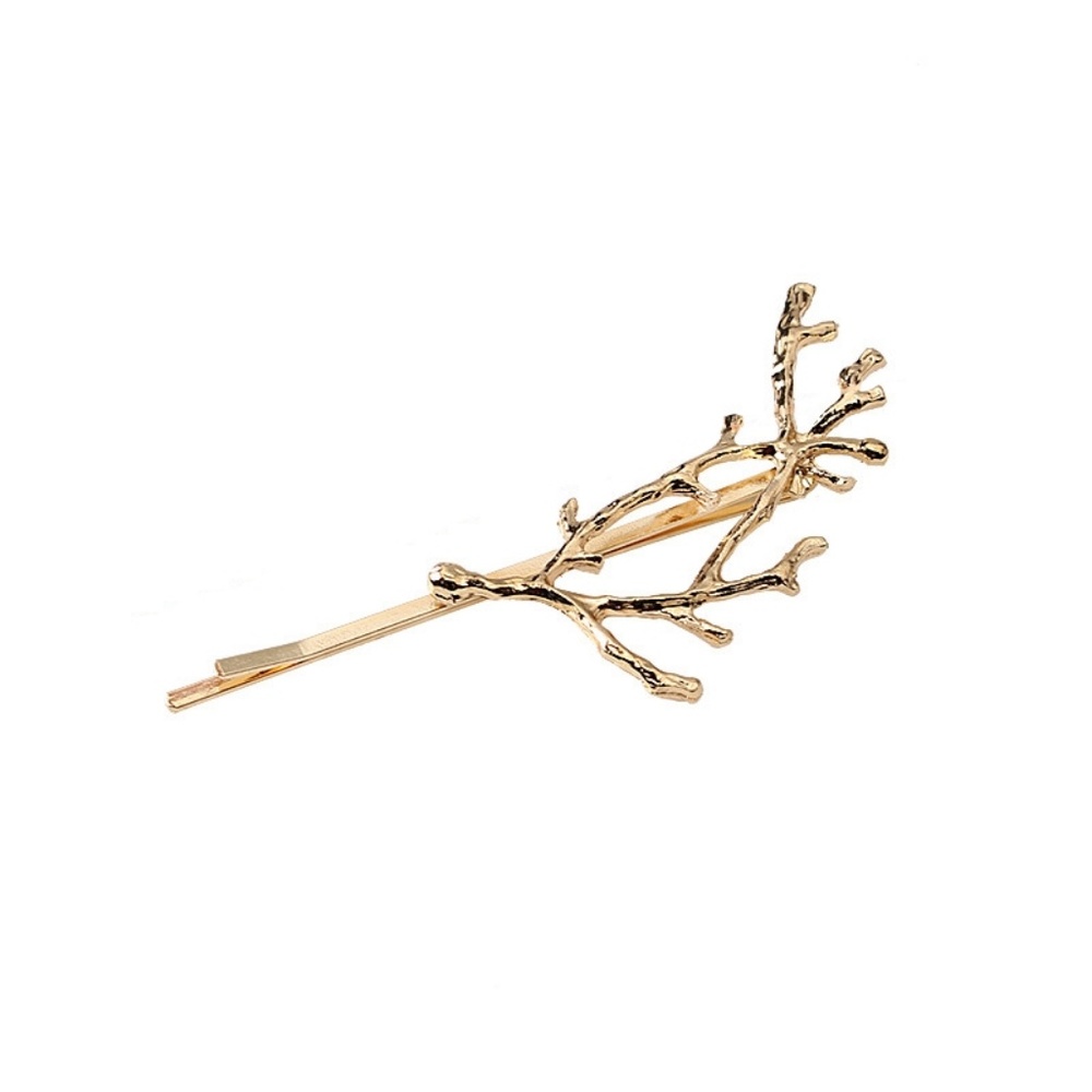 Gold toned tree branch hair clip - Picture 1 of 5